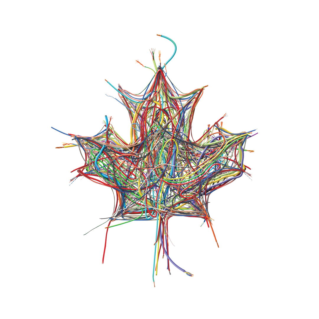 Maple leaf made of sparking wires