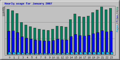 Hourly usage for January 2007