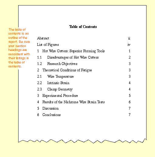 Research paper table of contents example