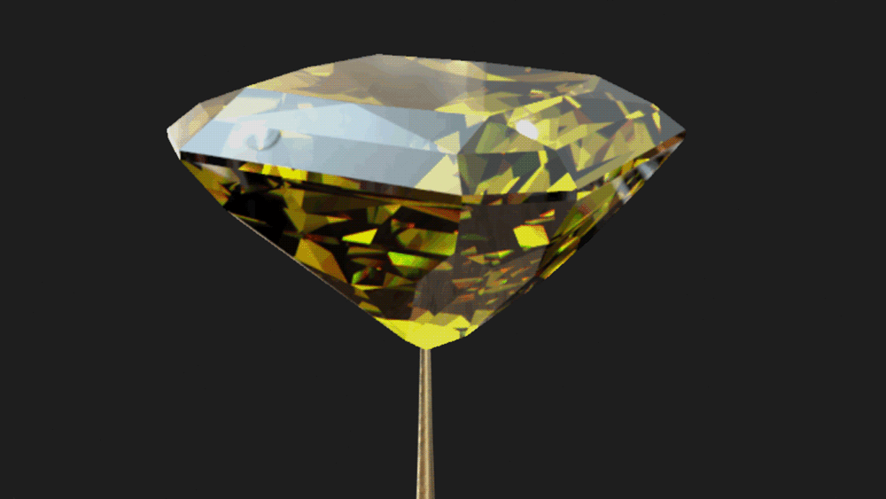 An animation of a diamond covered in a material that makes it the blackest black