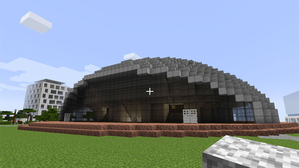 a computerized version of Kresge Auditorium built in Minecraft