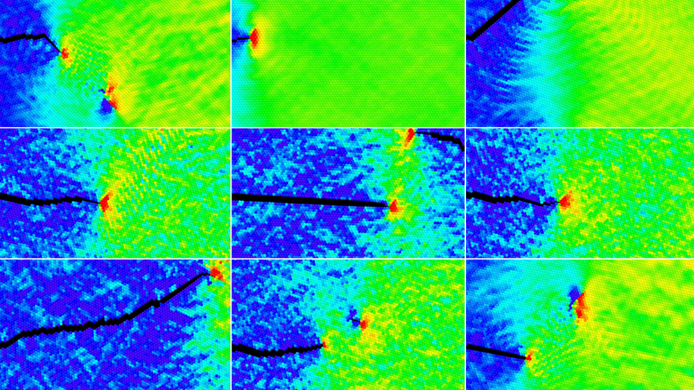 colorful stills of AI-generated fractures