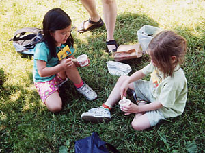 Kira and Siena enjoy ice cream