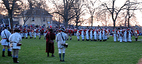 Closer view of the Redcoats on teh field.