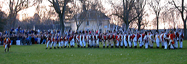 The Redcoats begin marching off towards Concord.