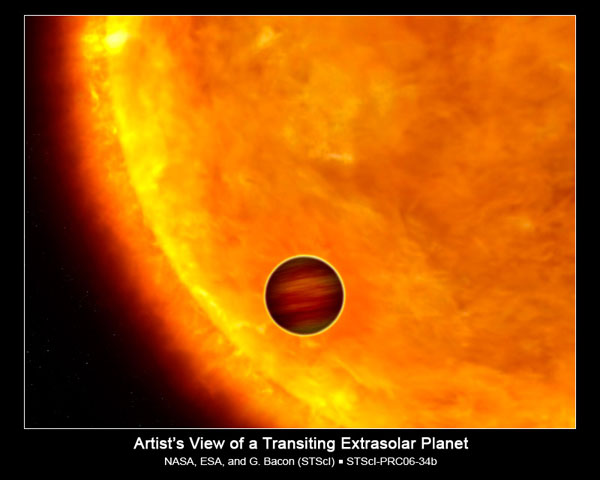 Artist's view of a transiting extrasolar planet