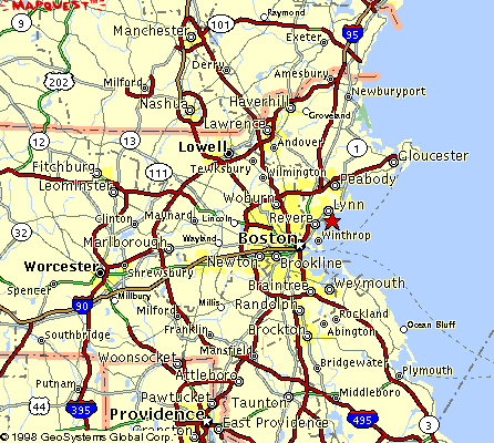 map of Boston area