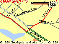 map of Winthrop Ave. -> North Shore Rd. turn in Revere