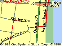 map of North Shore Rd. -> Shirley Ave. -> Revere Beach Blvd.