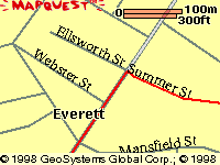 map of Broadway -> Summer St. in Everett
