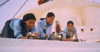 Schoolgirls Lighting Butter Lamps