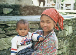 Sisters at a Kharikhola Lodge