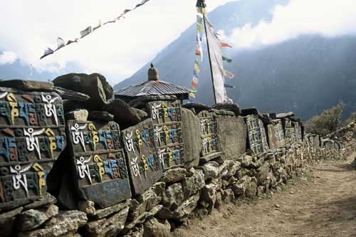 Mani Wall behind Namche Monastery