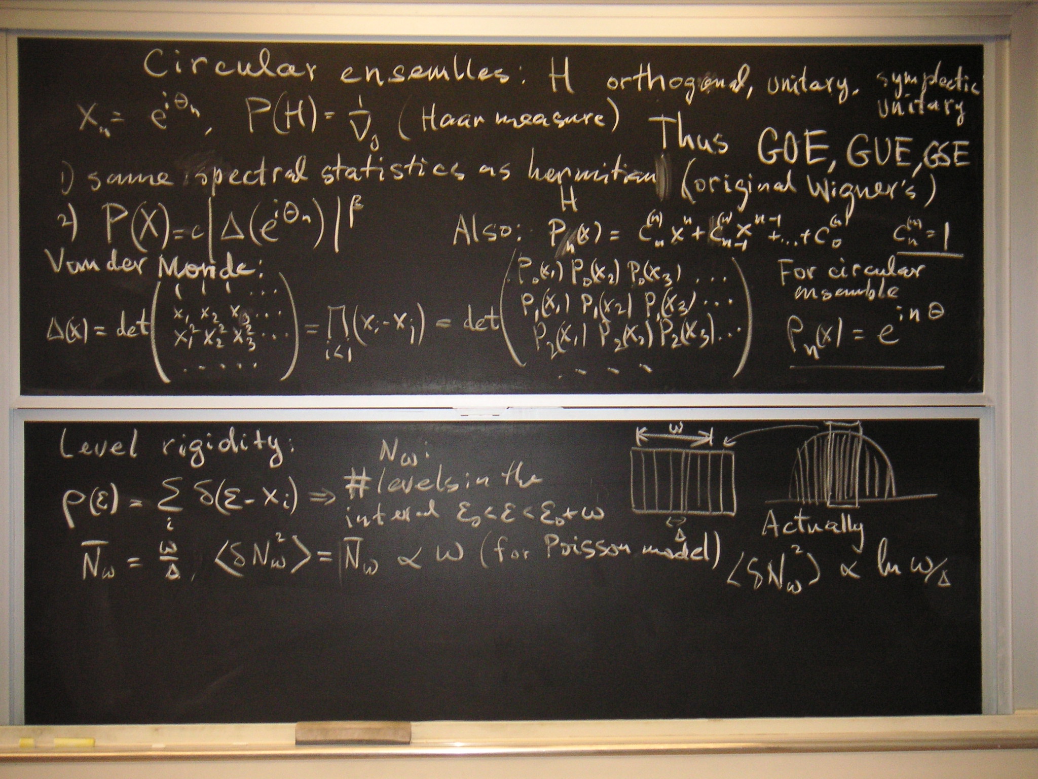 Lecture Random Matrix Ensembles Hermitian And Circular Spectral Rigidity Pair Correlation Function