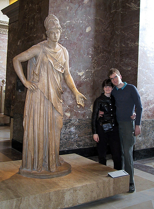 Assar and Alexis with the goddess Athena.