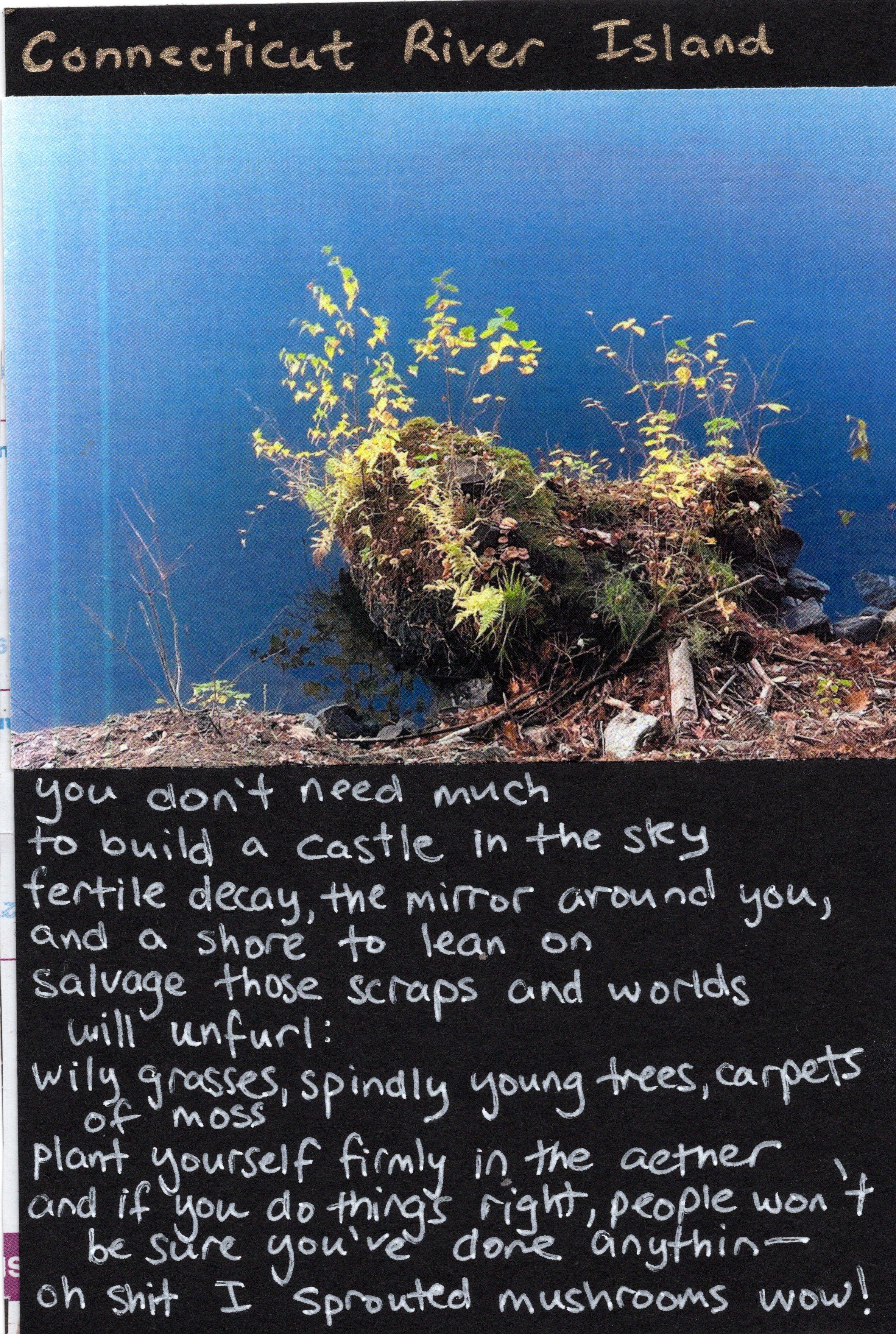 2023, Connecticut river island, text
