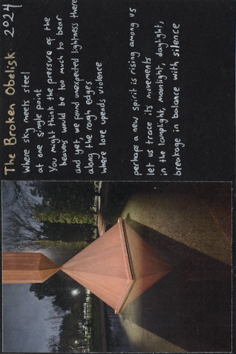 2024, Broken Obelisk, text