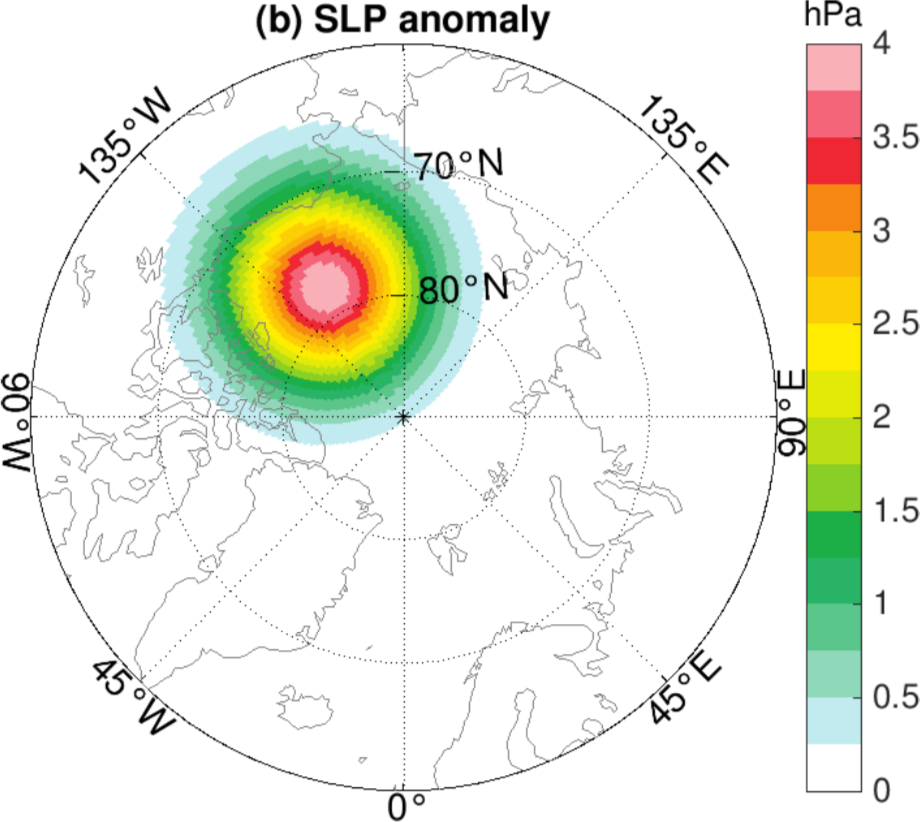 Map of surface pressure anomaly
