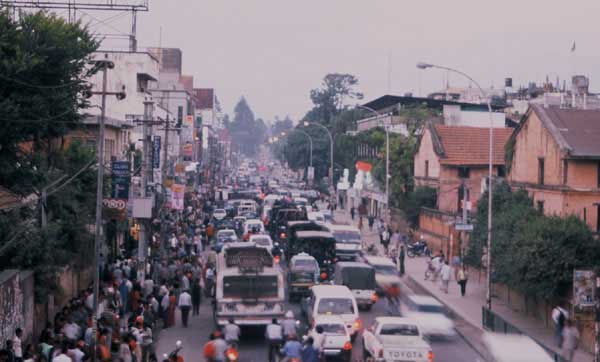 Street in Kathmandu at Sunset