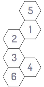 Six numbered hexagons