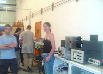 Our group at park headquarters with the Flame Atomic Absorption Spectrophotometer we had shipped to Hawai'i to enable trace metal analyses. 