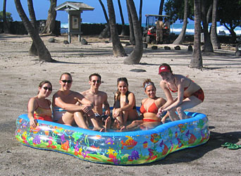 Some of the students relaxing in our luxurious swimming pool after control experiments for the FLIR camera experiment were carried out. 