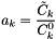 \[ a_k = \frac{\tilde C_k}{C^0_k} \]
