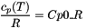 \[ \frac{c_p(T)}{R} = Cp0\_R \]