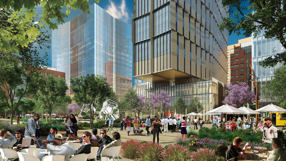 An artist's rendering of Kendall Square once new construction and renovations are complete