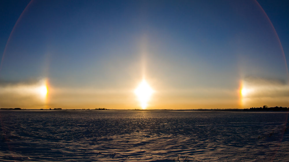 a sundog during an arctic sunset