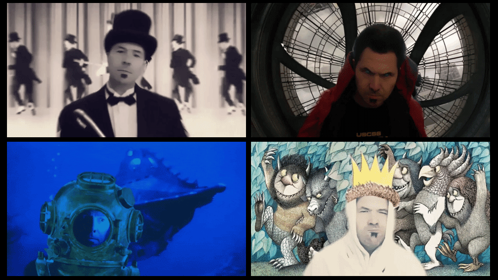 moving zoom background that include, tap dancers, a deep-sea diver, a tech wizard and Where the Wild Things Are