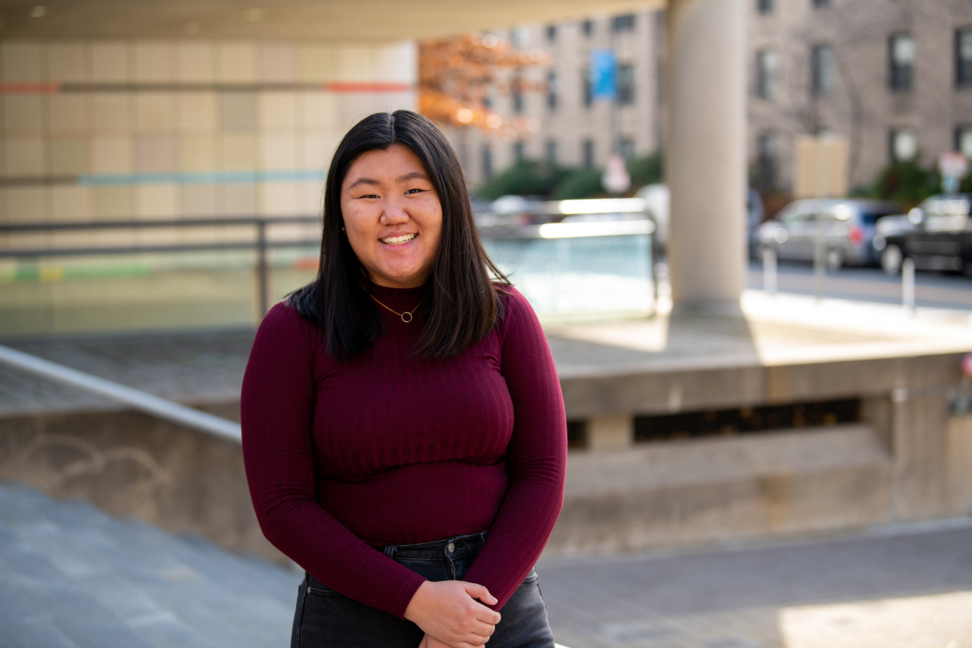 Fiona Chen outside the List Center