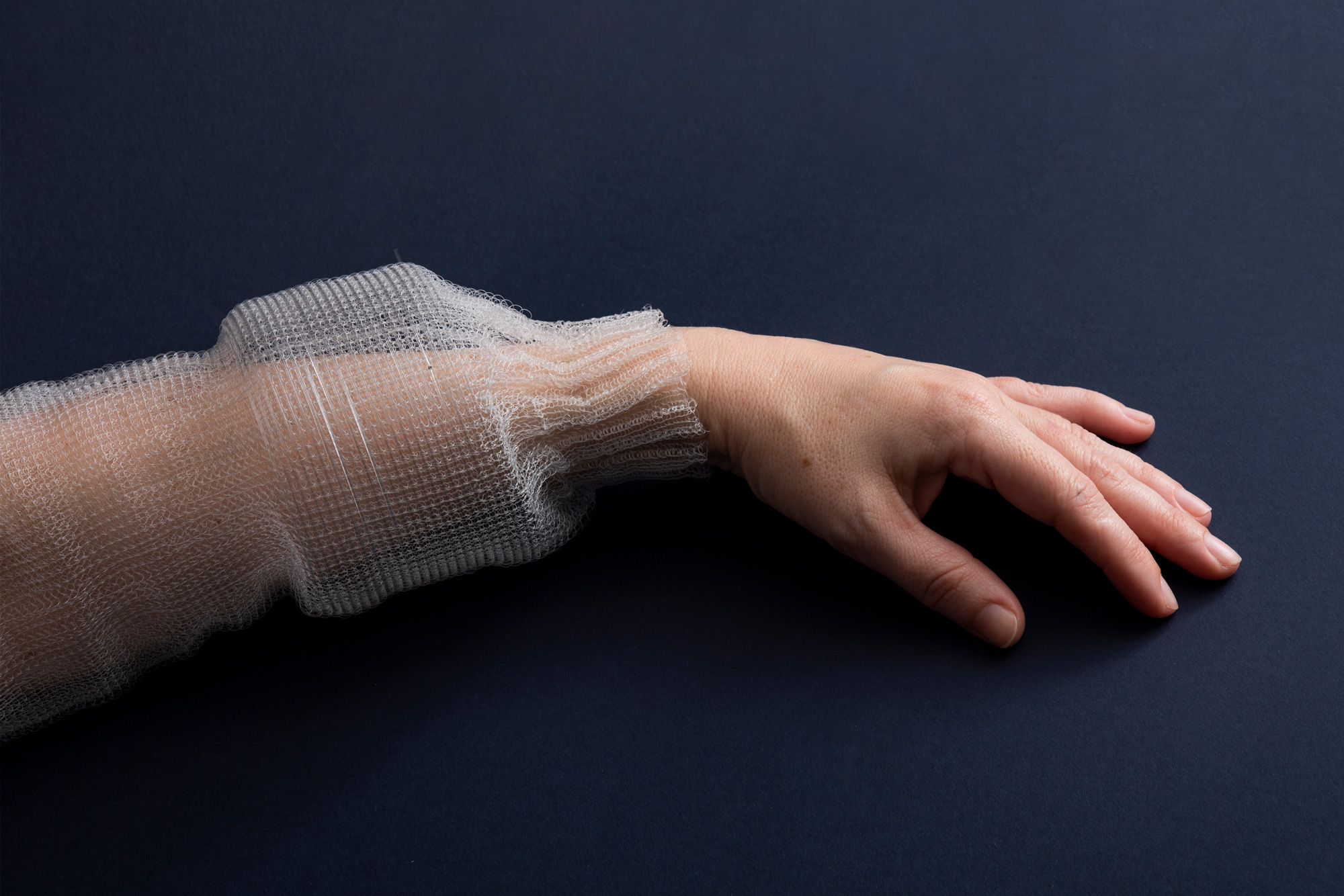 Photo of an arm clothed in a new, intelligent fabric 