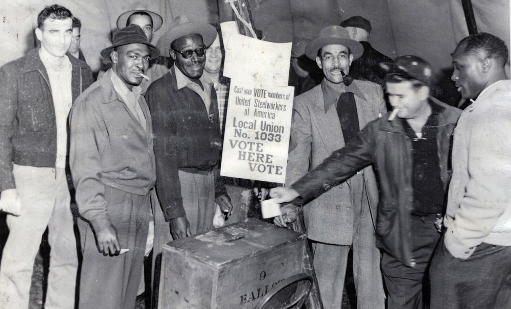 Workers vote in an election for Local 1033 of the United Steelworkers of America 