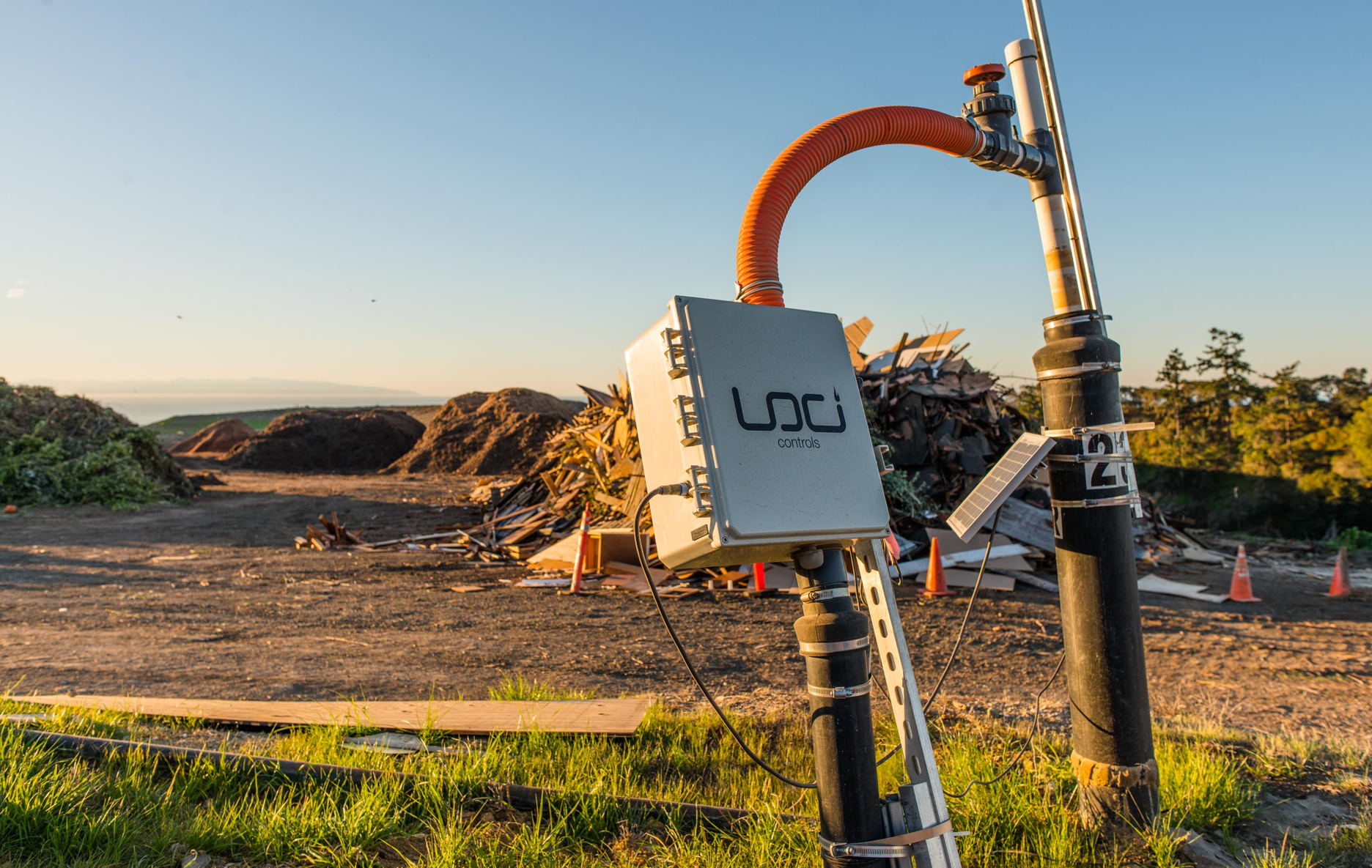 Photo showing a Loci Controls device in farmland