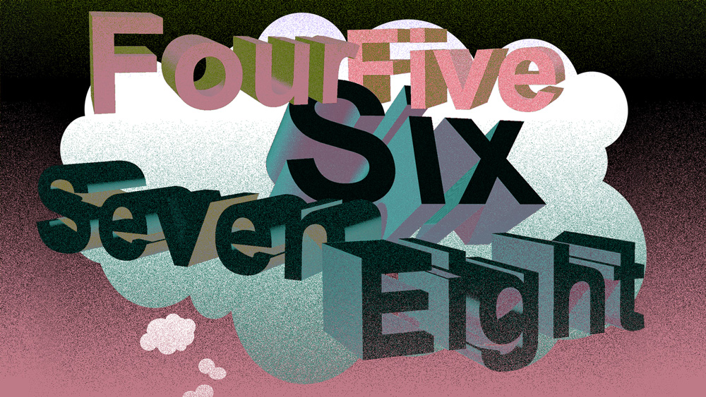 Illustration spells out the numbers 4,5,6,7,8 in a thought bubble