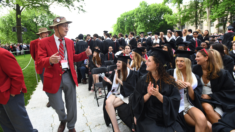 MIT graduates and an MIT 50th reunion class member at the Commencement ceremony