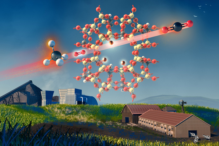 Illustration shows a new compound breaking up methane