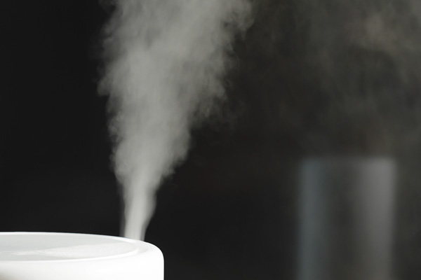 A humidifier releases a cloud of mist 