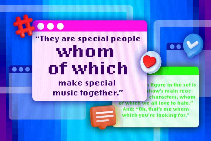 A "whom of which" phrase on social media platforms