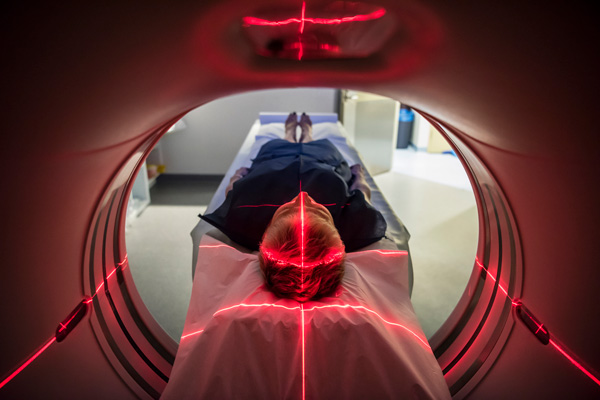 A patient getting a medical scan