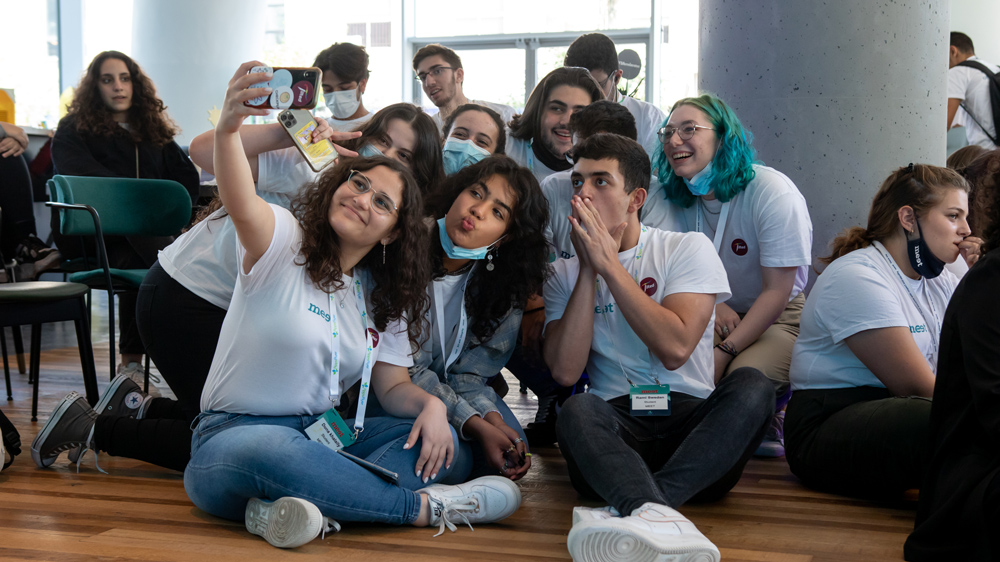 group of students taking a selfie