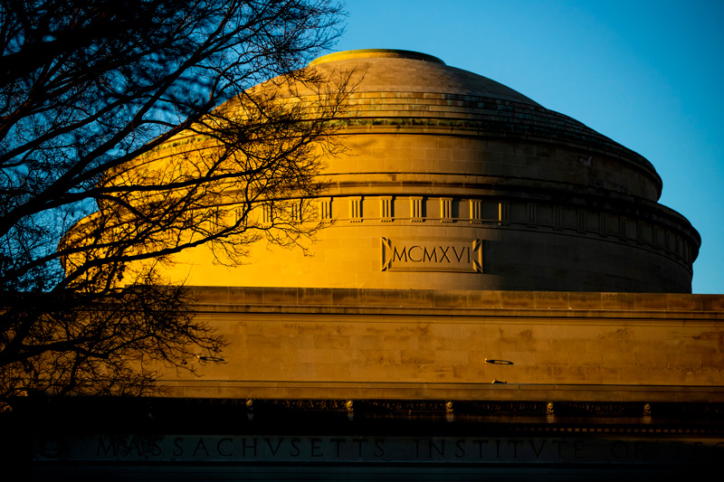 MIT Great Dome with dramatic lighting during sunset