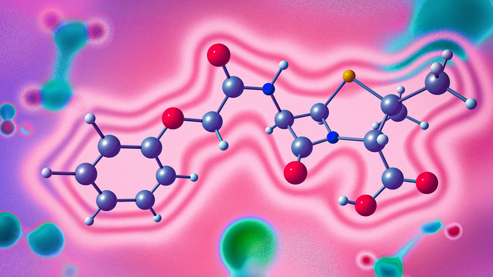 Glowing penicillin molecule