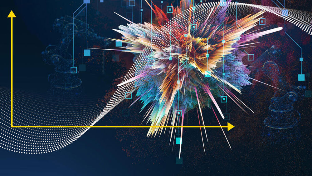 Abstract chart with burst of data