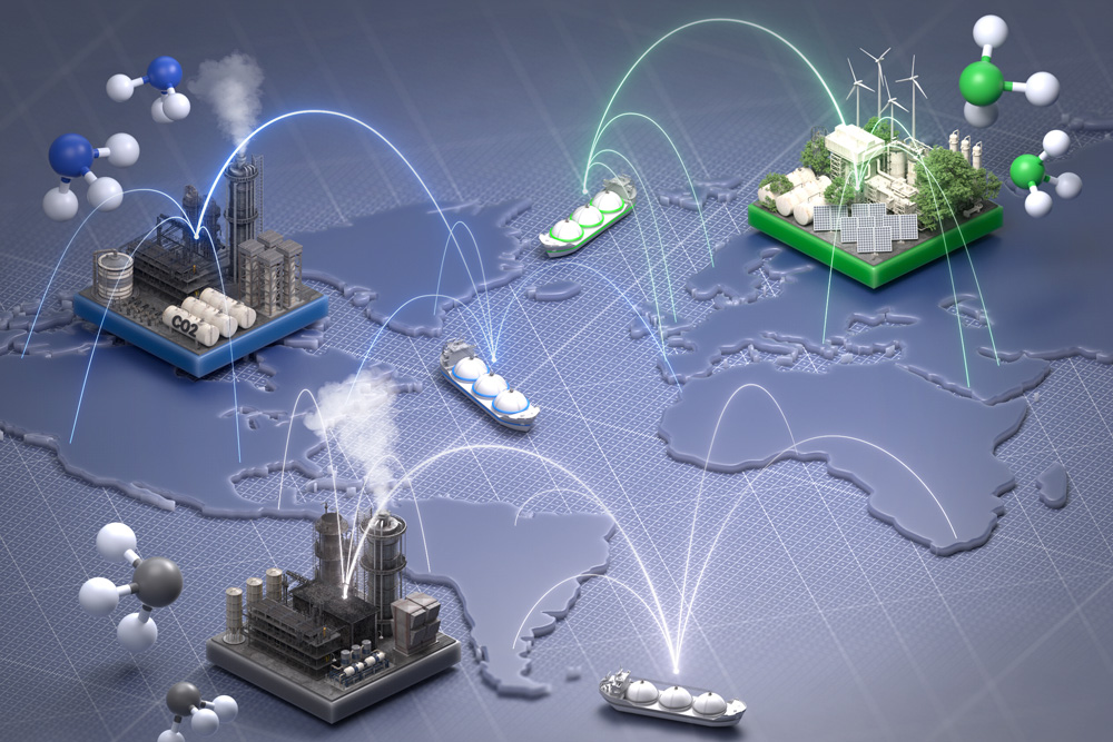 Manufacturing hubs across the globe are connected via Ammonia production
