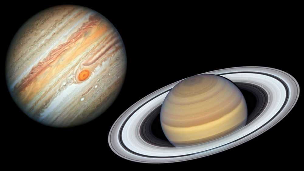 Jupiter, left, and Saturn