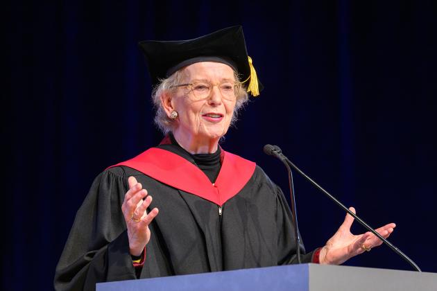 Mary Robinson, former president of Ireland, speaks at the Advanced Degree Ceremony of the MIT School of Architecture and Planning on May 29.