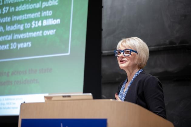 Emily Reichert, CEO of the Massachusetts Clean Energy Center, explained how her organization is coupling economic development and innovation for clean energy and climate tech. 