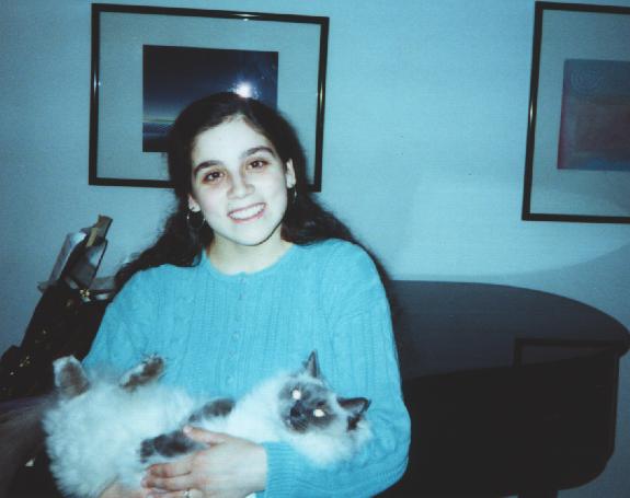 [Yevgeniya with Aaron's family cat]